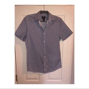 Men’s Blue Striped Short Sleeved Shirt